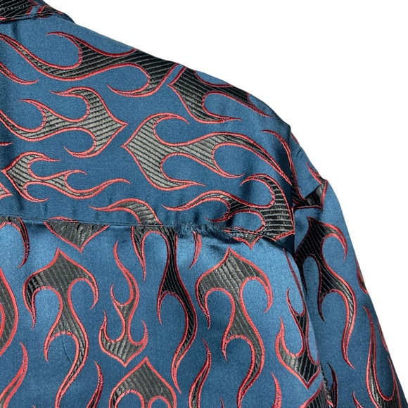 Pronti VTG Metallic Flame Short Sleeve Button up M - Picture 5 of 7